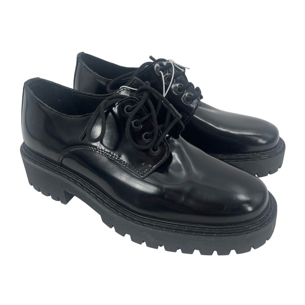 MAEVE Loafers Size 36 (US 6) NEW Lace Up Black Patent Leather Lace Up Prep NWOT